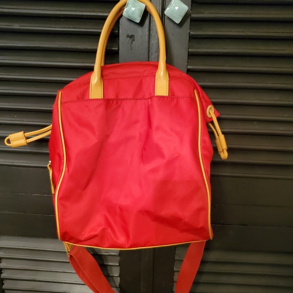 Tory Burch Red Crossbody Drawstring Nylon Tote - Picture 2 of 11